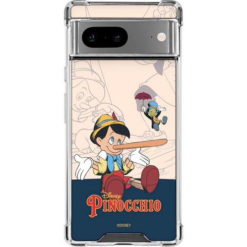 Disney Pinocchio and Jiminy Cricket Google Pixel 7a Clear Case